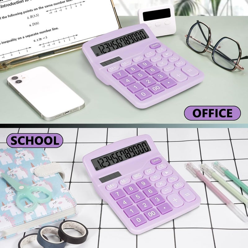 DANRONG Cute Purple Desktop Calculator with Big Buttons, Dual Power Source, Solar and Battery, Large Display Screen - Perfect for Office, Teachers, and Students (Purple) - Image 5